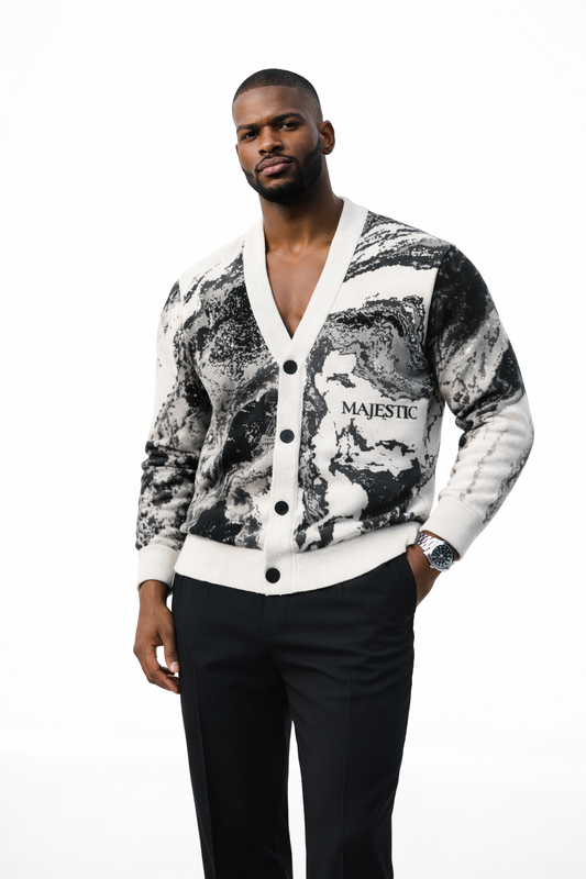 MAJESTIC ALPHA Douce Knit Cardigan Men Royals Premium